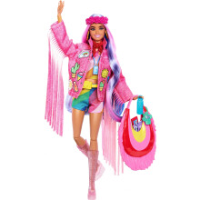 ?Travel Barbie Doll with Desert Fashion, Barbie Extra Fly, Fringe Jacket and Oversized Bag, HPB15