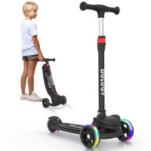 BELEEV A8 Foldable Scooter for Kids Ages 3-12, 3 Wheel Scooter for Toddlers Girls Boys, Kick Scooters with Light up Wheels for Children, Adjustable He