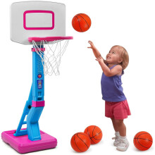 Erixazs Basketball Hoop for Kids with Stand - Height Adjustable Outdoor Indoor Toddler Basketball Hoop for Garden Toy Boys Girls 3-8 (Rose)