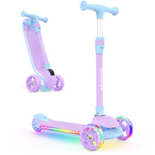 BELEEV Scooter for Kids with Light-Up Wheels & Deck, 3 Wheel Folding Scooter for Toddlers Girls Boys, 4 Adjustable Height, Non-Slip Pattern Deck, Scoo