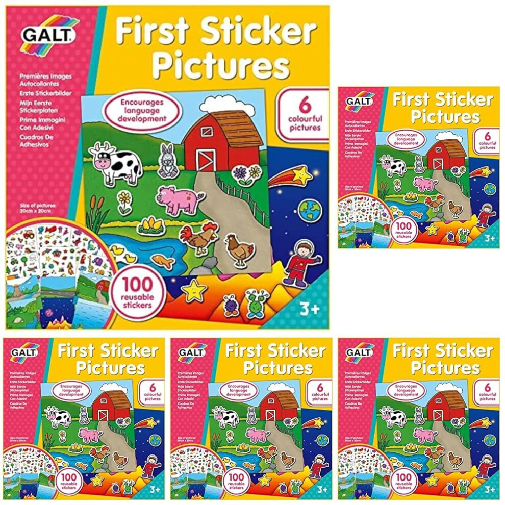 Galt Toys, First Sticker Pictures, Reusable Sticker Activity Kit, Ages 3 Years Plus, 20 X 20 Centimeters (Pack Of 5)