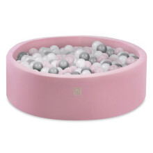 MISIOO Smart Ball Pit - 90 x 30 cm - Ball Pit for Children's Room - 200 Balls - Baby Toy - Machine Washable - Oeko-Tex - Pink - Pink/White/Silver Ball