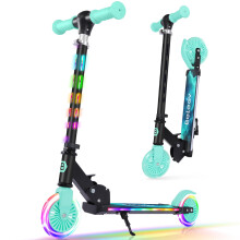 BELEEV V3 Scooter for Kids Ages 3-12, 2 Wheel Folding Scooters for Girl Boys with Light-Up Wheels & Stem & Deck, 4 Adjustable Height, Cartoon Pattern