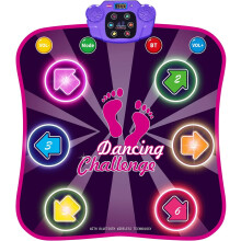 INSTOY Light Up Dance Mat for Girls?Dance Toys for 4 5 6 7 8 9 10 Year Old Girl Gifts - Music Dancing Game Pad with 5 Game Modes & Wireless Bluetooth