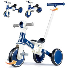 LOL-FUN Toddler Balance Bike for 1 2 Year Old, 5-in-1 Kids Tricycle with 4 Height Parent Steering Push Handle, Kids Trike with Removable Pedals, Baby