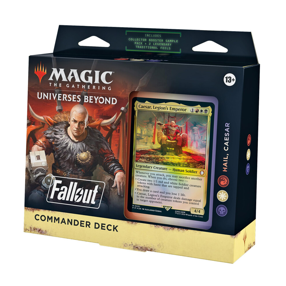Magic The Gathering Magic: The Gathering Fallout Commander Deck - Hail, Caesar (100-Card Deck, 2-Card Collector Booster Sample Pack + Accessories)