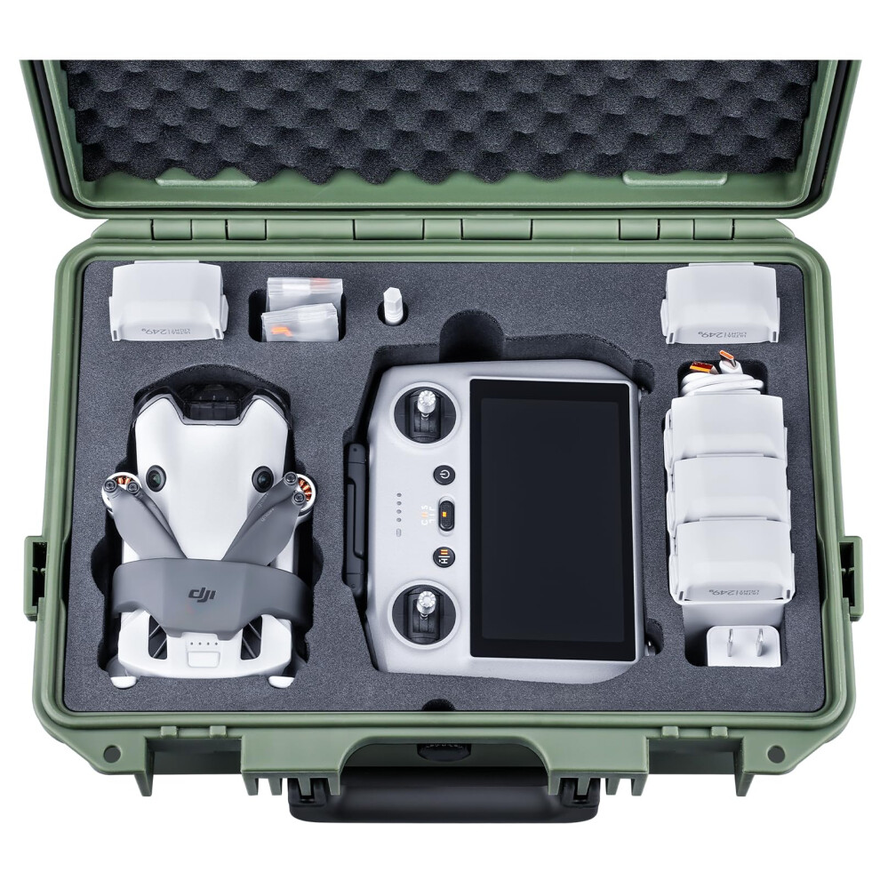 Lykus Titan Mm410 Waterproof Hard Case (Green) For Dji Mini 4 Pro/Mini 3/ Pro And Dji Rc 2/ Rc/Rc-N2, Support 7 Batteries And Rc Lanyard [Case Only] B Green 5051218445478