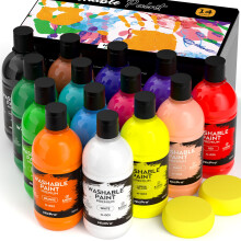 Nicpro 14 Colors Large Washable Paint Set for Kid (16.9 oz,500 ml), Acrylic Bulk Paint Supplies Non Toxic Children Tempera Paint for Art, Craft DIY, P
