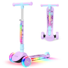 BELEEV A10 Scooter for Kids Ages 3-12 with Light-Up Stem & Deck & Wheels, 3 Wheel Folding Scooter for Toddlers Girls & Boys, 4 Adjustable Height, Extr