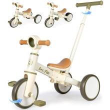 LOL-FUN Toddler Balance Bike for 1 2 Year Old, 5-in-1 Kids Tricycle with 4 Height Parent Steering Push Handle, Kids Trike with Removable Pedals, Baby