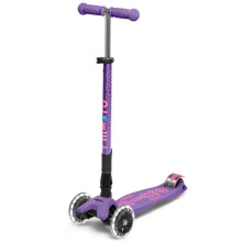 Micro Scooters | Maxi Micro Deluxe Foldable Children's Scooter | Big Wheels | Handlebar Adjustable | 5-12yrs | Boys & Girls | Purple