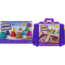 Kinetic Sand Castle Containers 10-Colour Pack for Kids Aged 3 and Up & FOLDING SANDBOX