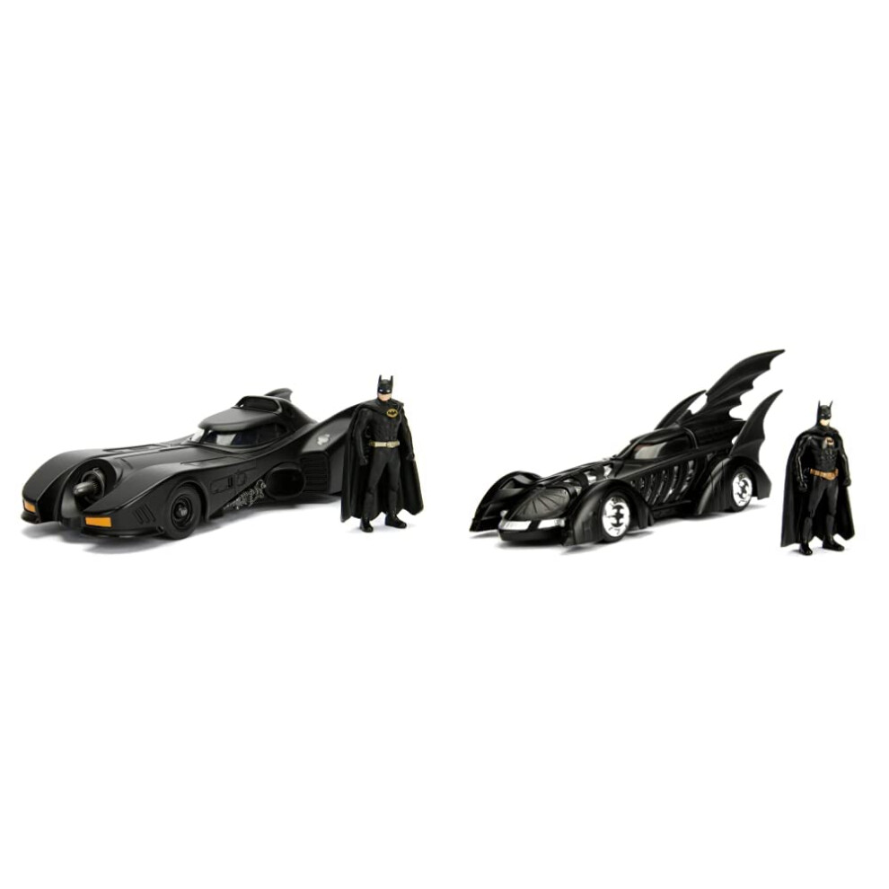Jada Batman 1989 Batmobile 1:24 Scale Die-Cast Replica & Batman 1995 Batmobile 1:24 Scale Die-Cast Replica