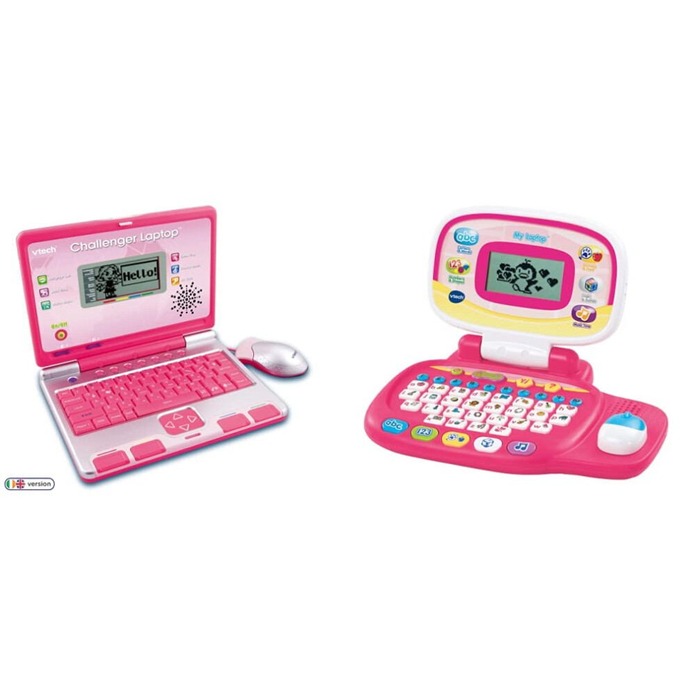 Vtech Challenger Kids Computer, Educational Toy With Vocabulary, Maths & French Learning Games, 2 Player Fun Laptop Pink