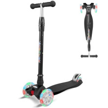 KORIMEFA 3 Wheel Kids Scooter Kick Scooter for Boys and Girls Toddler scooter with Adjustable Height, Lean to Steer, Flashing Light Up Wheels, Aged 3