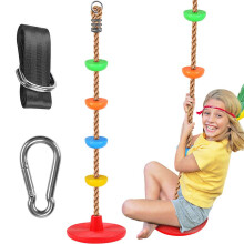 WAREMAID Climbing Rope Tree Swing with Platforms and Disc Swings Seat, Outdoor Backyard Playground Swingset Accessories with 59" Tree Swing Strap and
