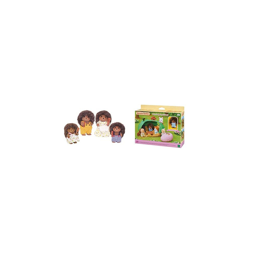 Sylvanian Families Hedgehog Family & 5453 Baby Hedgehog Hideout Playset, Multicolored