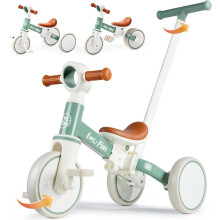 LOL-FUN Toddler Balance Bike for 1 2 Year Old, 5-in-1 Kids Tricycle with 4 Height Parent Steering Push Handle, Kids Trike with Removable Pedals, Baby