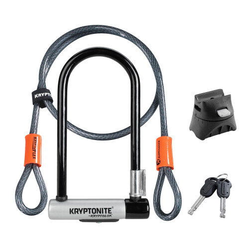 Kryptonite Kryptonite GK001966 KryptoLok-2017 Standard U-Lock with 4 Foot Kryptoflex Cable-2017 Edition, Black/Silver, 4 ft