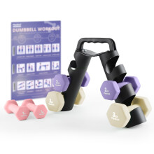 PhysKcal Dumbbells Set of 6 with Portable Stand, 2 x 1kg, 2 x 2kg, 2 x 3kg, Hand Weights Set with Rack for Body Toning, Cardio, Strength Training at H