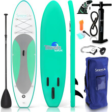 SereneLife Inflatable Stand Up Paddle Board, 15cm Thick SUP Board w/ Kit, Non-Slip Deck, Wide Stance, Lightweight w/ Backpack- Great for Adults & Yout