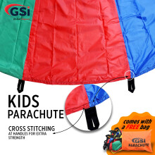 GSi Kids Play Parachute Rainbow Parachute Toy Tent Game for Children Gymnastics Cooperative Play and Outdoor Playground Activities (24 Feet)