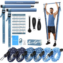 ALongSong Pilates Equipment Pilates Reformer With 6 Resistance Bands 20/30/40lbs Anti-Snap Protection For Home Gym Workout Yoga Twisting Squat Strengt