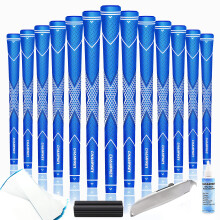 CHAMPKEY Premium Rubber Golf Grips 13 Pack | High Traction and Feedback Rubber Golf Club Grips - All Repair Kits (Blue&White, Standard)