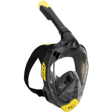CRESSI Bali Full Face Mask Black/Yellow L/XL - Unisex Integral Snorkel Mask, Anti Fog Clear Lens, 100% Silicone, Dry Snorkel with Float Valve, Action