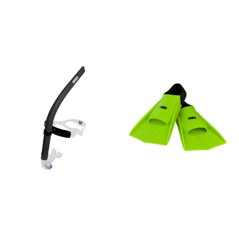 Arena Unisex's Swim Snorkel Iii, Black, One & Maru Training Fins, Silicone Swimming Flippers For Stronger, Faster Kick With Greater Propulsion, Unisex