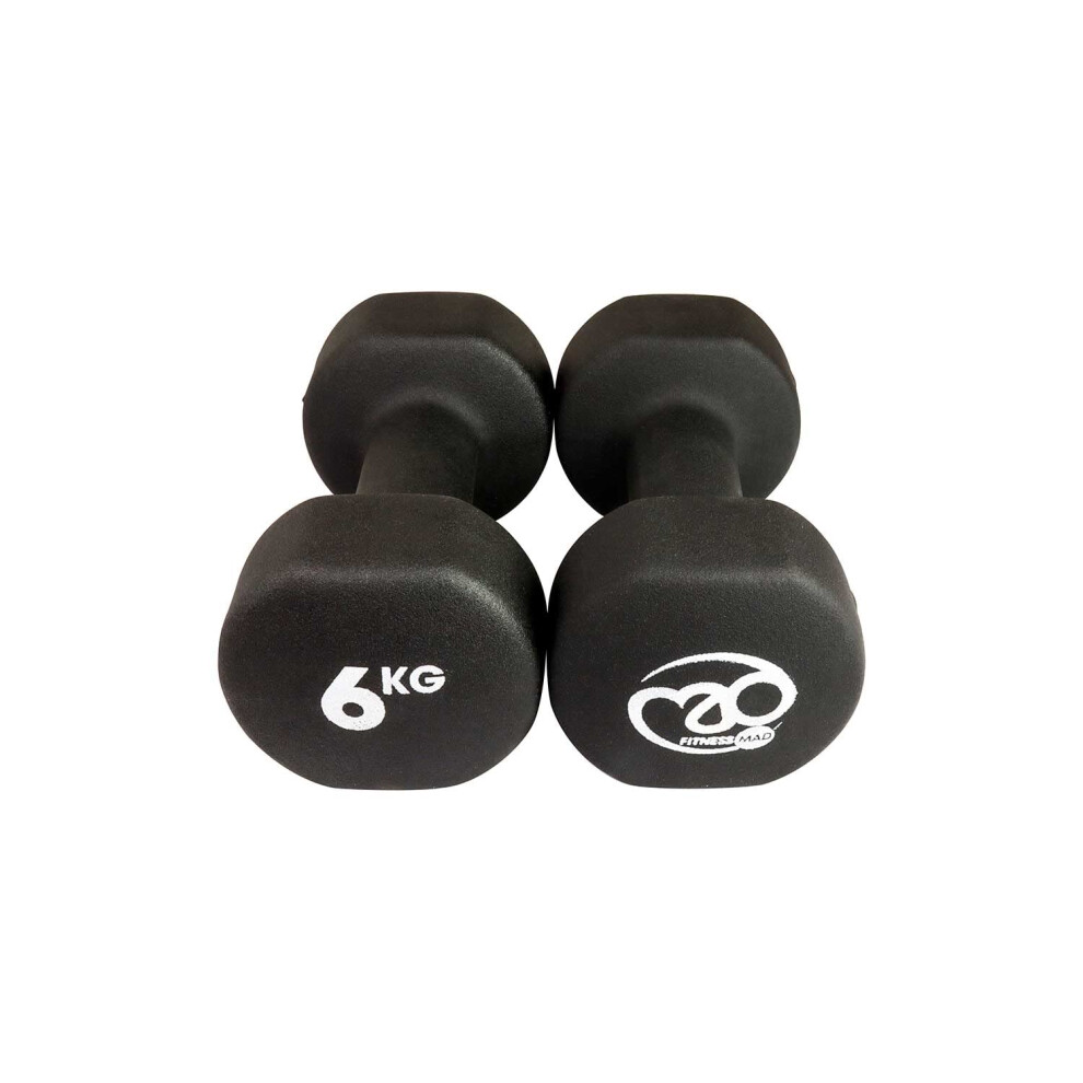 Fitness Mad Neo Dumbbells, Weights 0.5Kg - 6Kg (Pair) (6Kg, Black)