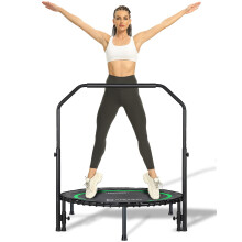 Darchen 200 KG Mini Trampoline for Adults, Indoor Small Rebounder Exercise Trampoline for Workout Fitness for Quiet and Safely Cushioned Bounce, [100