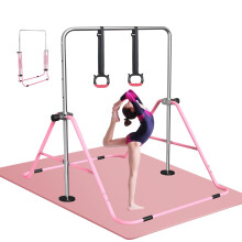 FBSPORT Gymnastics Bar wit Mat, Folding Horizontal Bar Gymnastics Equipment for Kids Home Training, Expandable Gymnastics Training Bar Junior with Adj