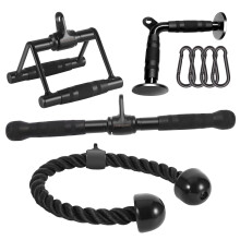 DYNASQUARE Cable Attachments for Home Gym, LAT Pulldown Equipment, Weight Machine Accessories, Straight Pull Down Bar, V Bar, Tricep Rope, Revolving R
