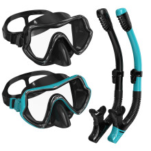 G2RISE SN02 Snorkel Set Adults - Scuba Mask Diving Goggles Dry Snorkeling Gear with Breath Easy Airflow Tech & Anti-fog Design?2PACK)