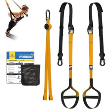 RHINOSPORT Sling Trainer Set with Door Anchor Adjustable Fitness Home Suspension - Suitable for Travel and for Indoor and Outdoor Training