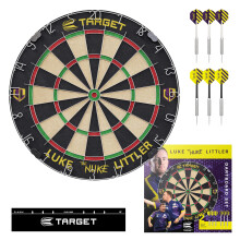 Target Darts Luke Littler Dartboard Set | Player Edition ?The Nuke? Dart Board Set with 2 Sets of Steel Tip Darts, Competition Standard Throw Line | P