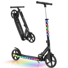 BELEEV V9 Scooters for Kids Ages 6+ with Light-Up Stem & Deck, 2 Wheel Folding Scooter for Adults Teens, Big Wheel Scooter for Boys and Girls, 4 Adjus