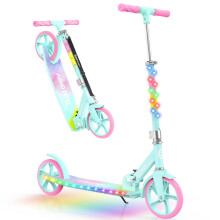 BELEEV V9 Scooters for Kids Ages 6+ with Light-Up Stem & Deck, 2 Wheel Scooter for Adults Teens, Big Wheel Lightweight Scooter for Boys Girls, 4 Adjus