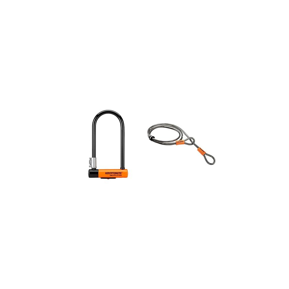 Kryptonite Evolution Lock With Flex Frame U-Bracket - Standard Shackle & Loop Cable Krypto Flex 220 Cm, ?10 Mm, Orange/Grey