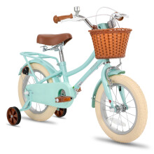 STITCH MANCHI 12 Inch Kids Bike with Basket & Stabiliser, Girls Bike for 2-4 Years,Mint Green