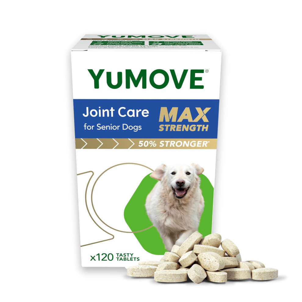 YuMOVE Max Strength Joint Supplement for Senior Dogs, Hip & Joint Aid with Glucosamine, Chondroitin, Green Lipped Mussel, 120 Tablets - Eco Friendly a
