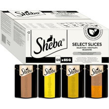 Sheba Select Slices Cat Food Pouch for Adult Cats with Duck, Turkey, Chicken and Poultry in Gravy 120x85g