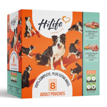 HiLife Adult Wet Dog Food, Mixed Chicken in Broth Selection, Complete Dog Food Pouches, Grain Free & 100% Natural ingredients, Chicken with Tuna & Bee