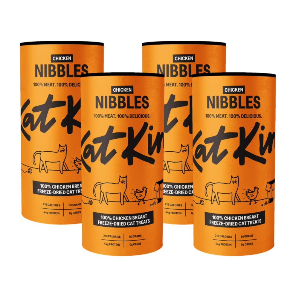 KatKin Chicken Nibbles 4 pack (4x50g Tubes): 100% Chicken Breast Freeze-Dried Cat Treats ? Delicious Fresh Chicken; Freeze-Dried to Protect Nutrition;-image-OPC-PGJN6ZG-NEW