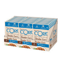 Wellness CORE Tender Cuts, 24 x 85g, Tuna, Wet Cat Food Pouches, Tender Pieces in Sauce, All-Natural, Grain-Free, High Meat Content, Protein-Rich, No