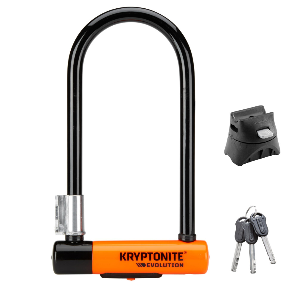 Kryptonite Evolution Standard Bike U-Lock, Heavy Duty Anti-Theft Bicycle U Lock, 14mm Shackle with Mounting Bracket and Keys, High Security Lock for B