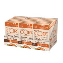 Wellness CORE Tender Cuts, 24 x 85g, Chicken & Turkey, Wet Cat Food Pouches, Tender Pieces in Sauce, All-Natural, Grain-Free, High Meat Content, Prote