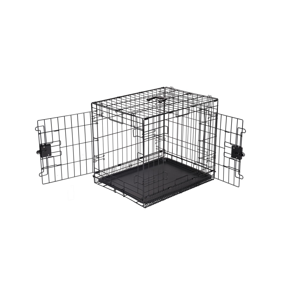 Amazon Basics Small Metal Dog Crate/Cage with Tray, Durable, Foldable and Adjustable Dog Cage with Double Door, Black, 61 cm L x 46 cm W x 51 cm H