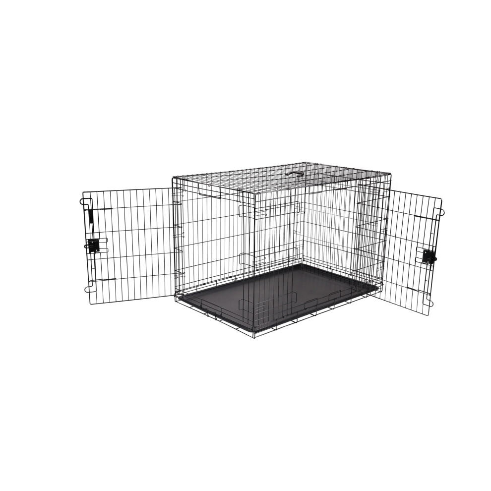 Amazon Basics XXL Metal Dog Crate/Cage with Tray, Durable and Foldable Dog Cage with Double Door, Black, XXL 122cm (48")
